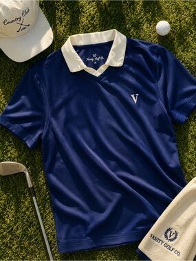 Vanity Golf Co Navy Vintage Inspired Golf Polo M